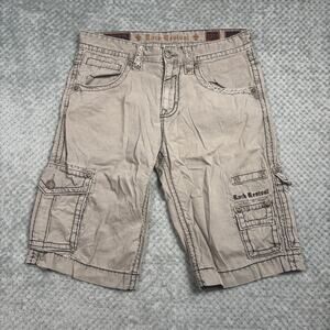 Rock Revival Men's Slim Fit 12" Gray Cargo Shorts Sz 34